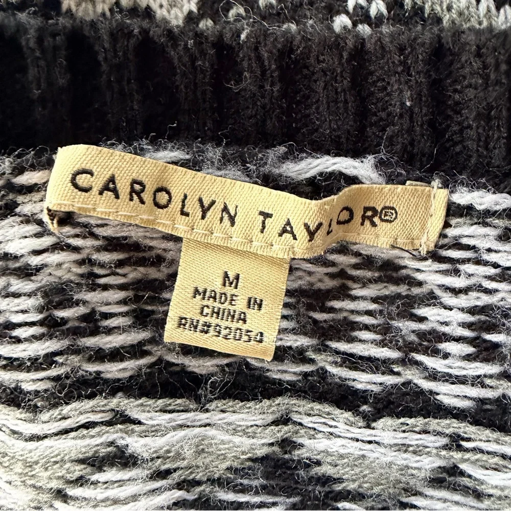 Carolyn Taylor | Open Front Waterfall Geometric Stripe Sweater Cardigan - Picture 5 of 7